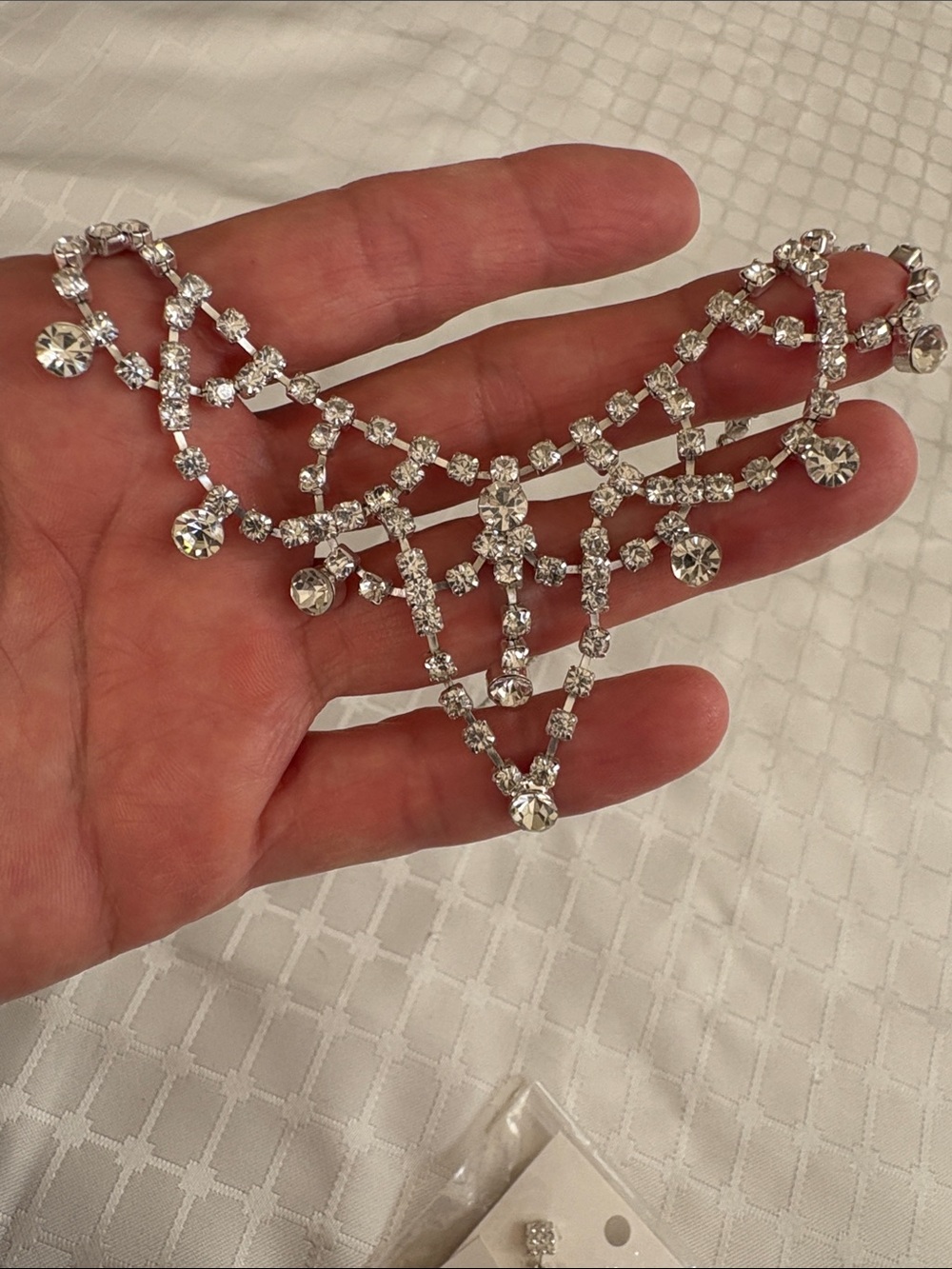 Delicate Silver-Tone Crystal Fringe Necklace